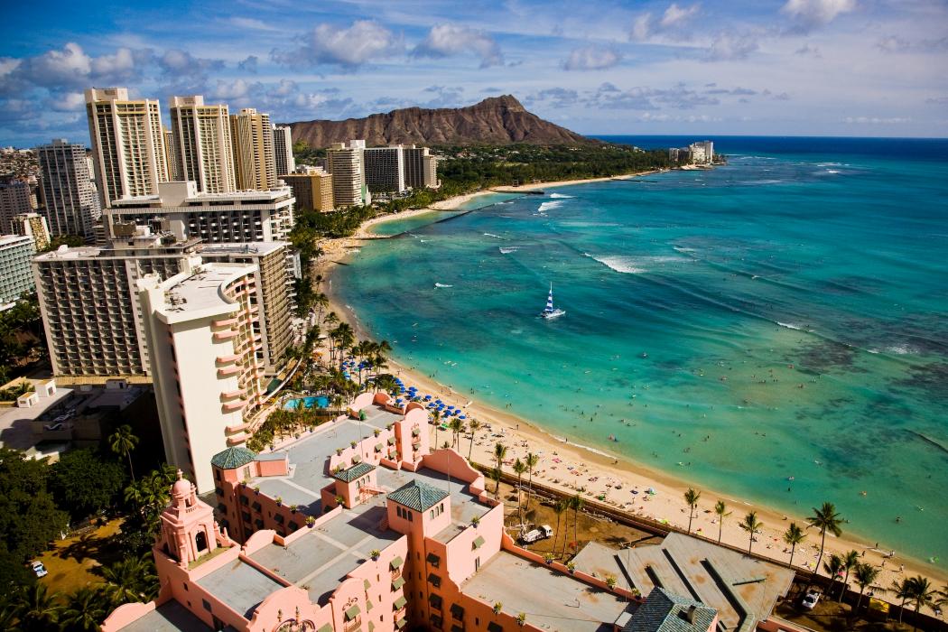 Waikiki with Diamond Head in Honolulu, Hawaii