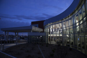 A purple sky highlights the T.J. Samson Pavilion in Glasgow, KY.