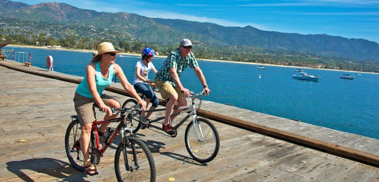 A couple bikes at Stearns Wharf in Santa Barbara, California.