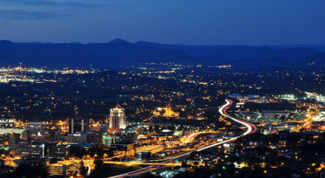 Roanoke Virginia at dusk