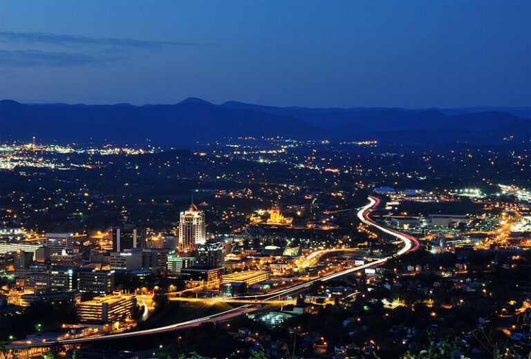 Roanoke Virginia at dusk