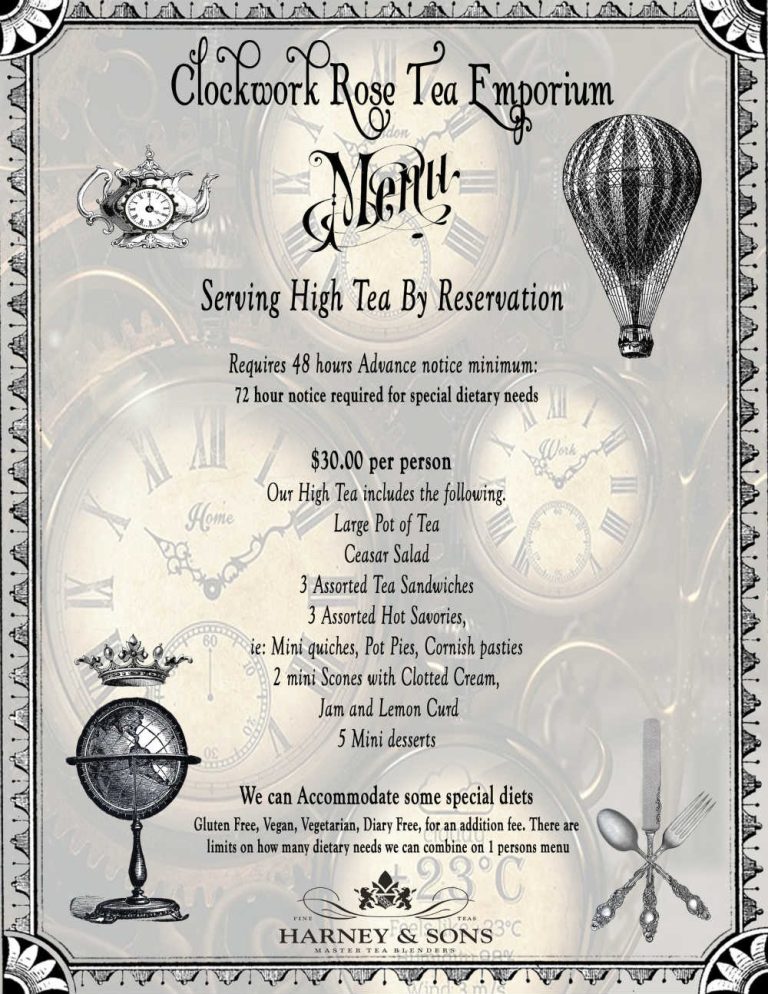 Clockwork Rose Tea Emporium|Clockwork Rose Tea Emporium|Clockwork Rose Tea Emporium|Clockwork Rose Menu