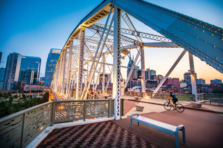 Nashville, TN Pedestrian Bridge Downtown Nashville. If you can't afford Nashville, then these cheap cities near Nashville are meant for you.