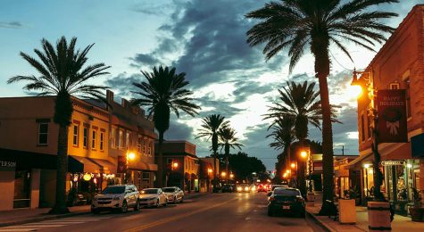 Family biking near DeBary Hall in Deland