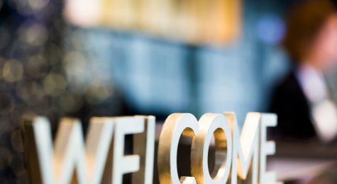 Welcome sign at the reception