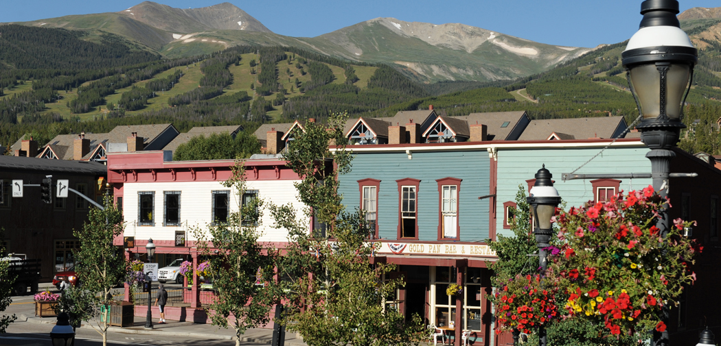 A summer view of the town of Breckenridge, Colorado.