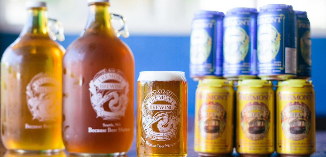 Fremont Brewing beers on display,