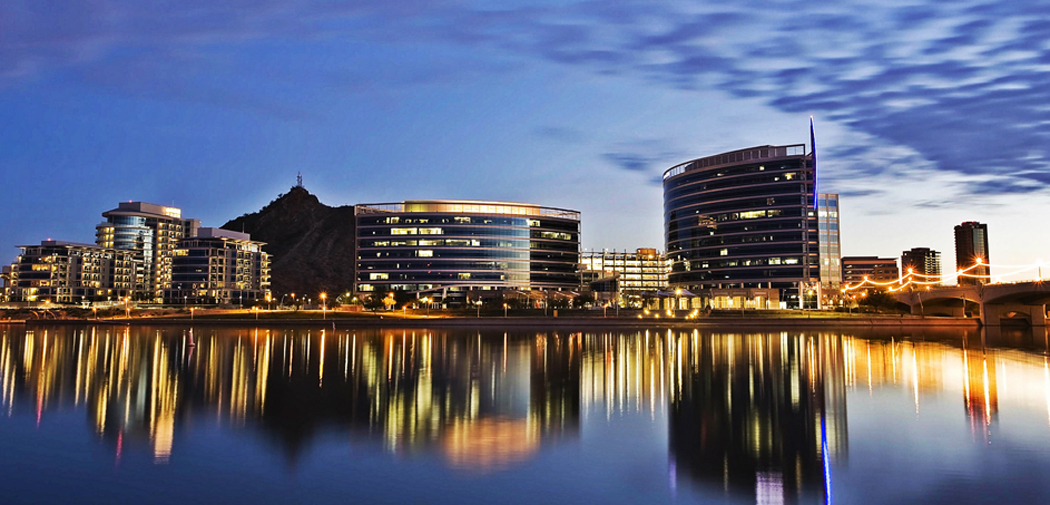 Downtown Tempe, AZ at twilight