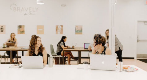 Women at a coworking space office in Broken Arrow, OK.