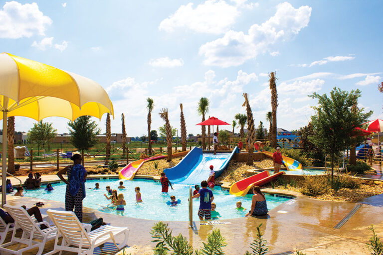 children playing at water park