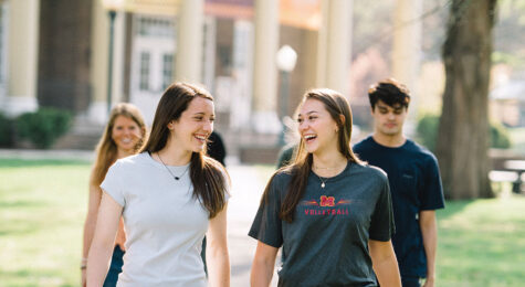 students walking on campus