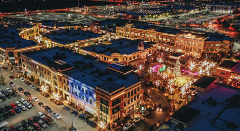 aerial view of shopping center