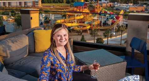 woman holding wine glass