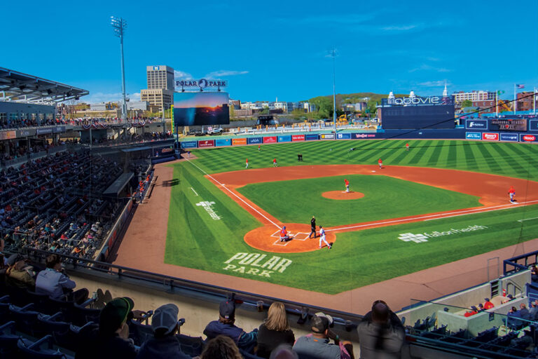 Baseball game at Polar Park located in Worcester MA