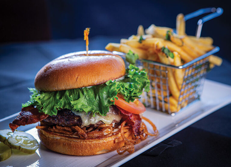 gourmet burger and fries