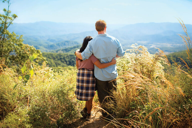 couple looking at mountains