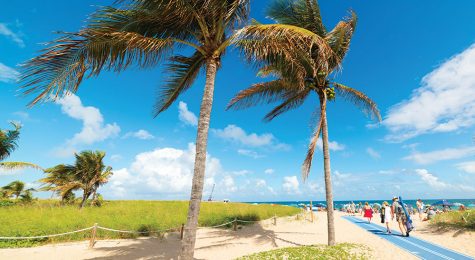 beachgoers heading to beach