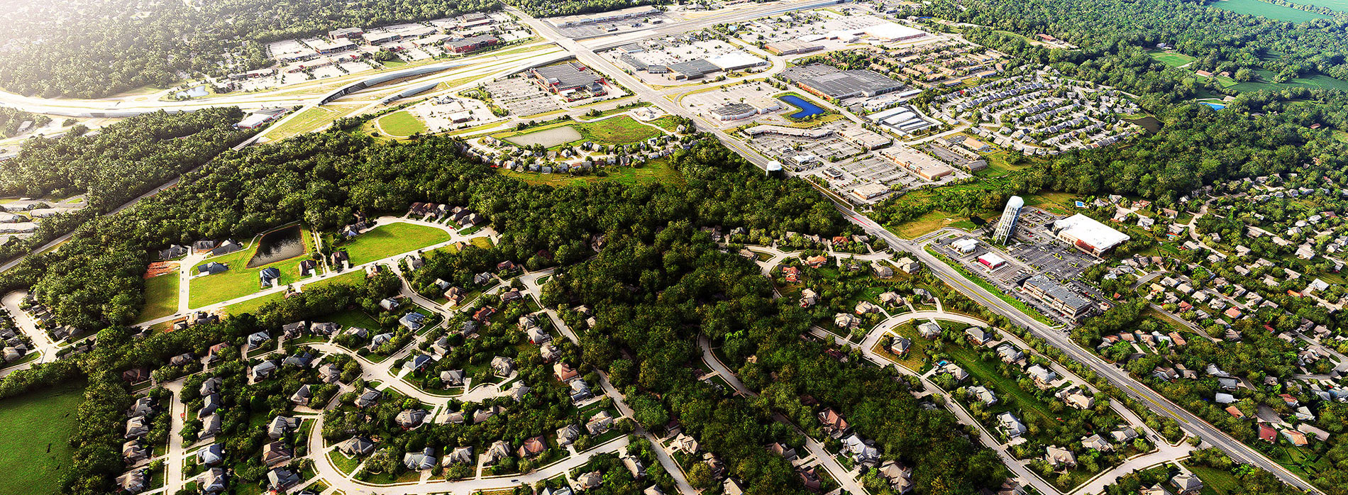 Carmel, IN downtown aerial shot