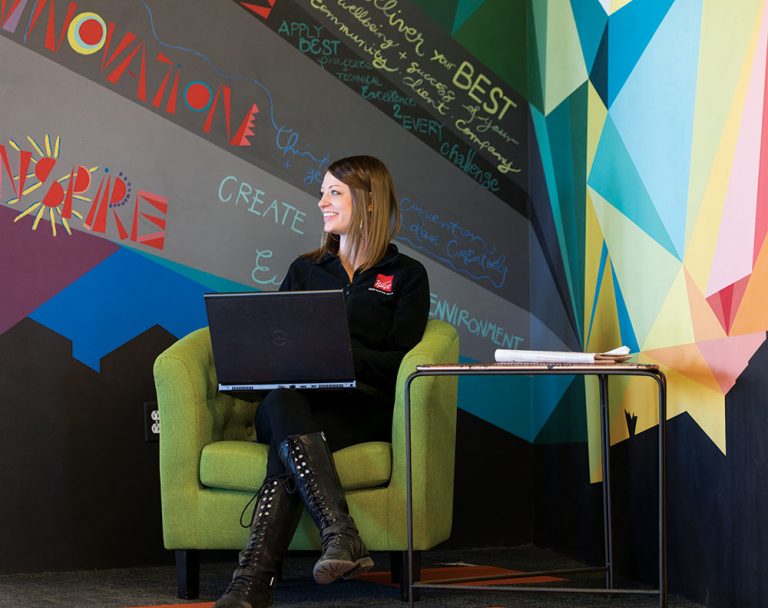 a woman works at The Move in Castle Rock