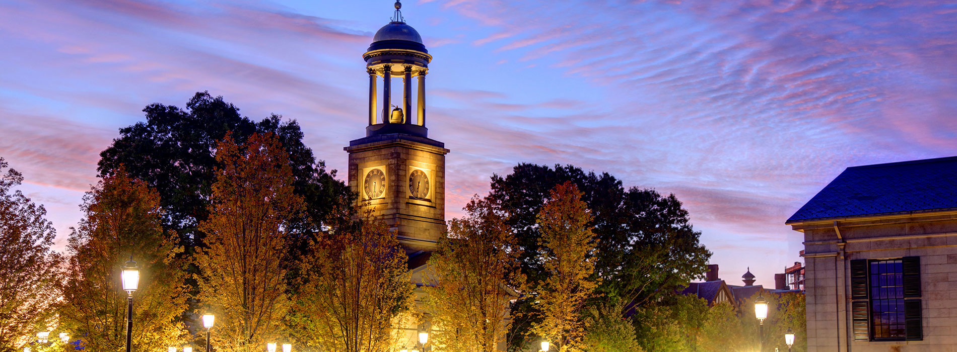 Quincy, MA downtown at dusk