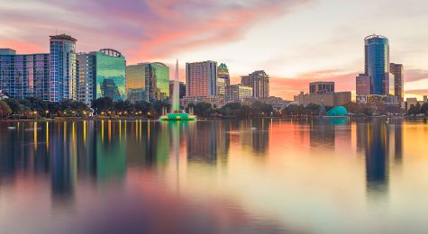 Orlando, FL downtown buildings along the waterfront