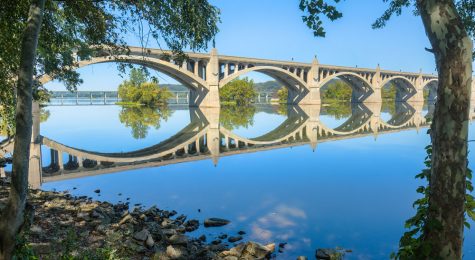 Columbia-Wrightsville Bridge, Blue Sky Reflected in Susquehanna River