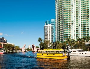 water taxi going down river