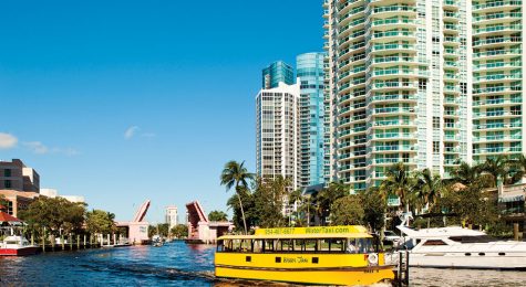 water taxi going down river