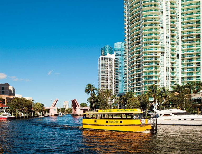 water taxi going down river