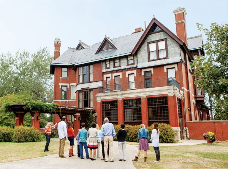 Guests touring the Brucemore in Cedar Rapids, IA