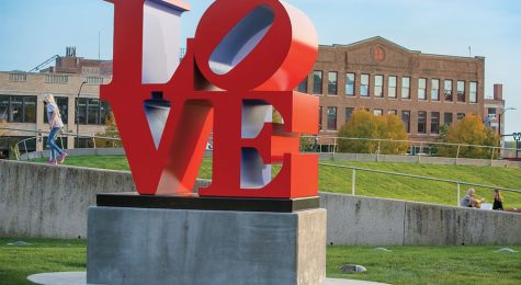 “LOVE” sculpture in the John and Mary Pappajohn Sculpture Park in Des Moines, IA.