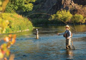 Fly fishing on the Missouri River near Great Falls, Montana.
