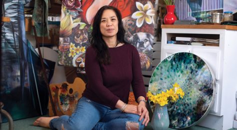 Artist Sisavanh Phouthavong-Houghton at her home studio in Murfreesboro