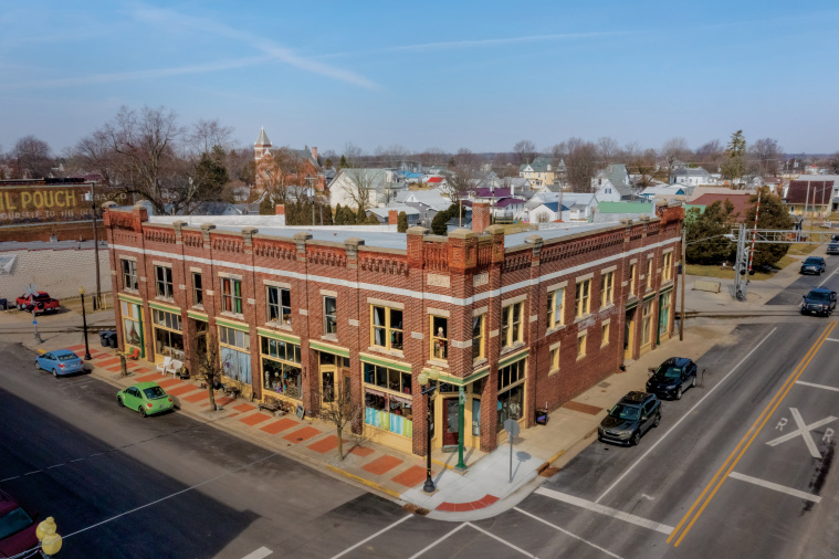 The former Gray Hotel building in Redkey, Indiana