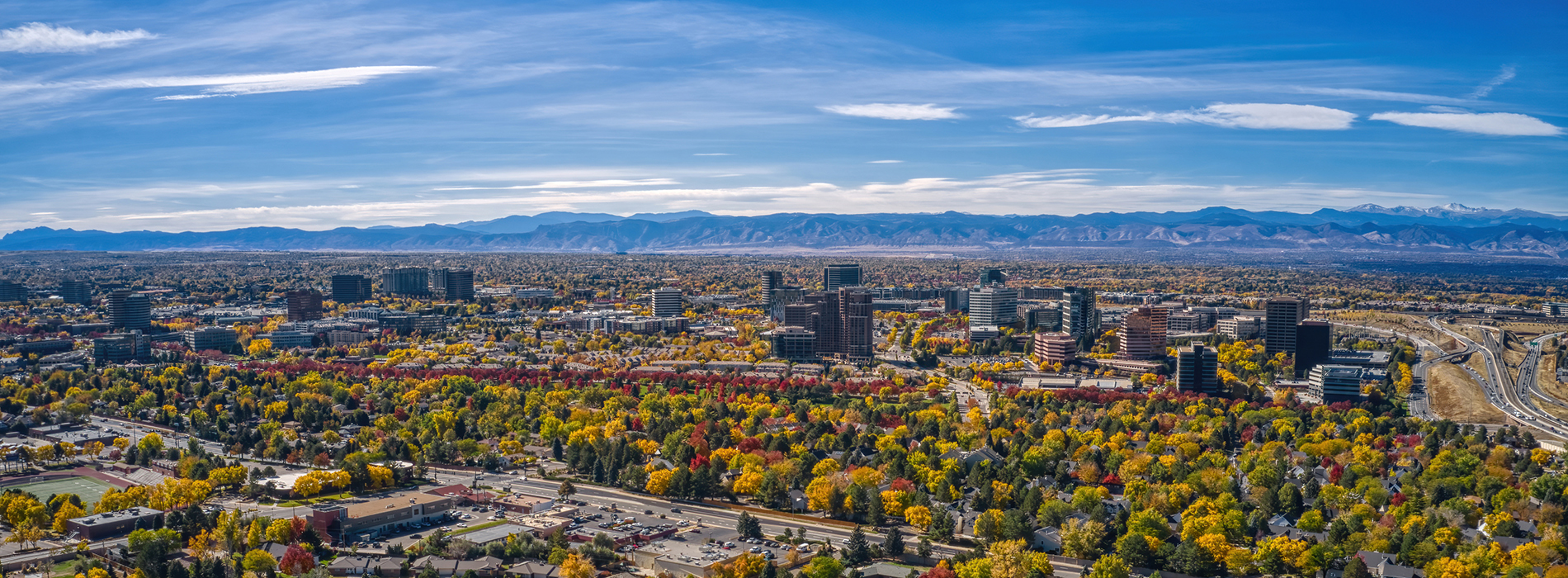 Aerial View of Aurora, Colorado in Autumn