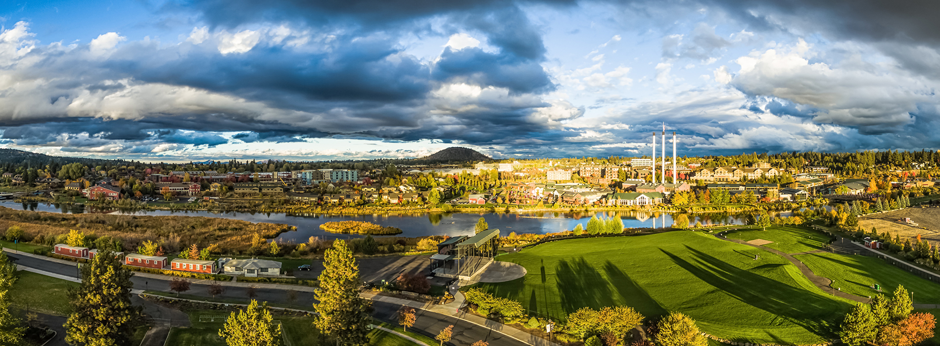 Aerial shot of Bend OR