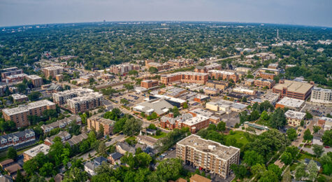 Aerial view of Downers Grove IL