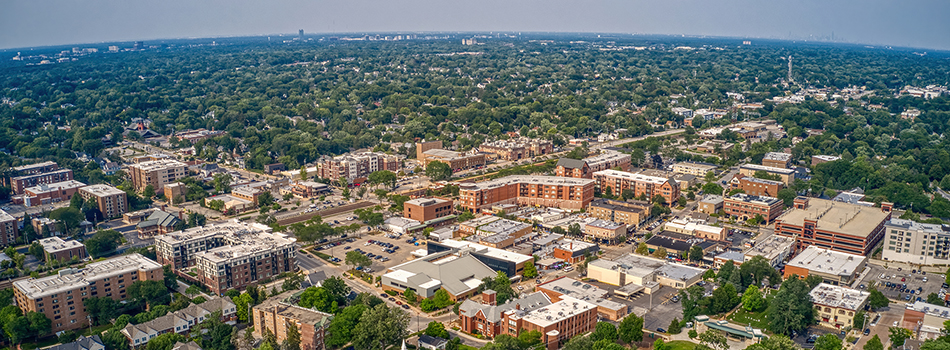 Aerial view of Downers Grove IL