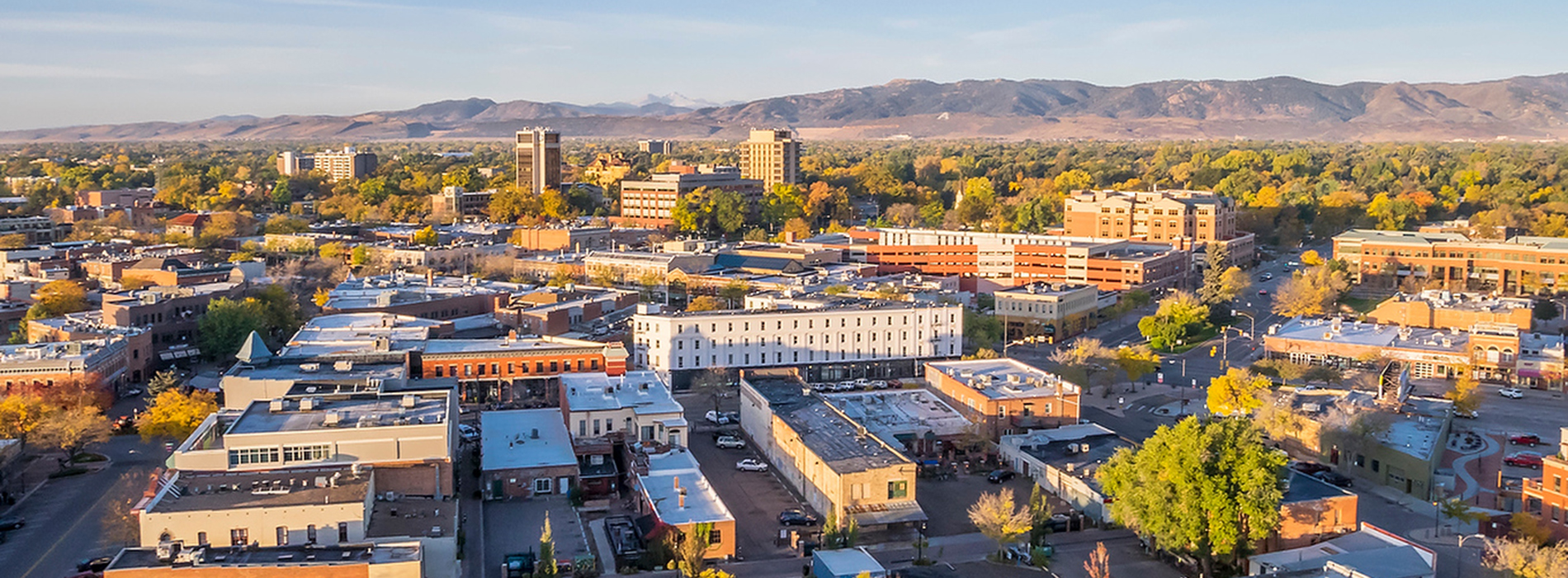 Fort Collins downtown aerial view