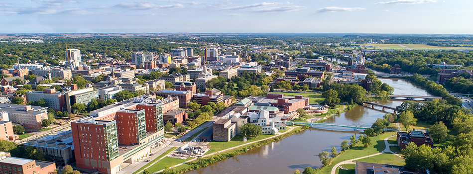 Iowa City, IA drone view of campus