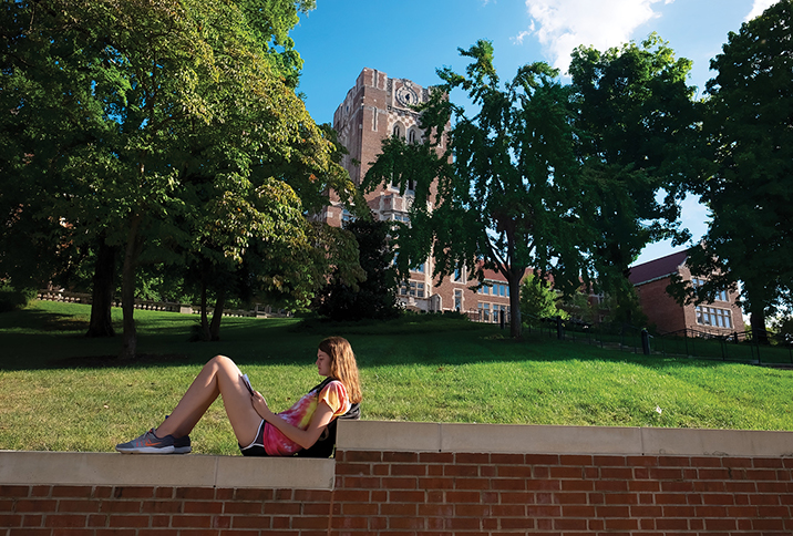 Student on University of Tennessee campus in Knoxville TN