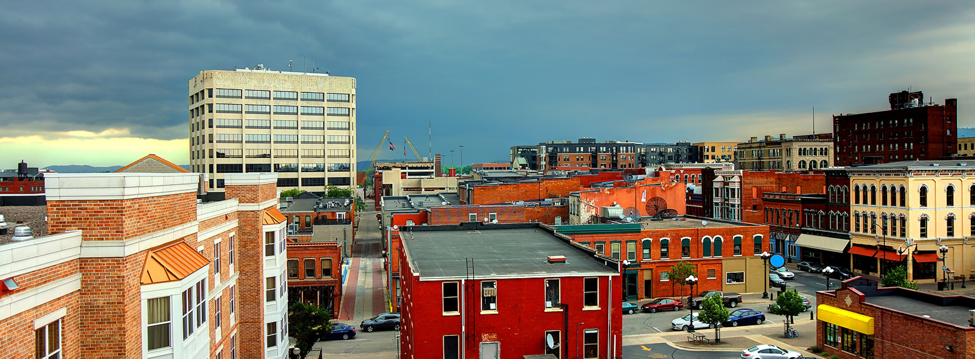 Aerial view of downtown La Crosse, WI