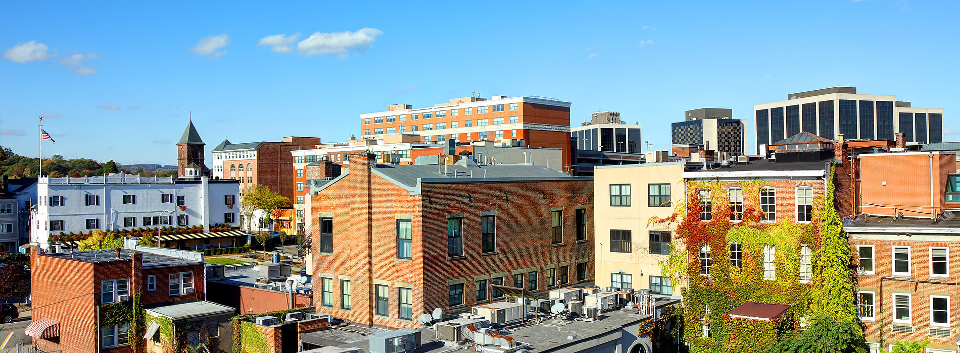 Aerial downtown view of Morristown NJ