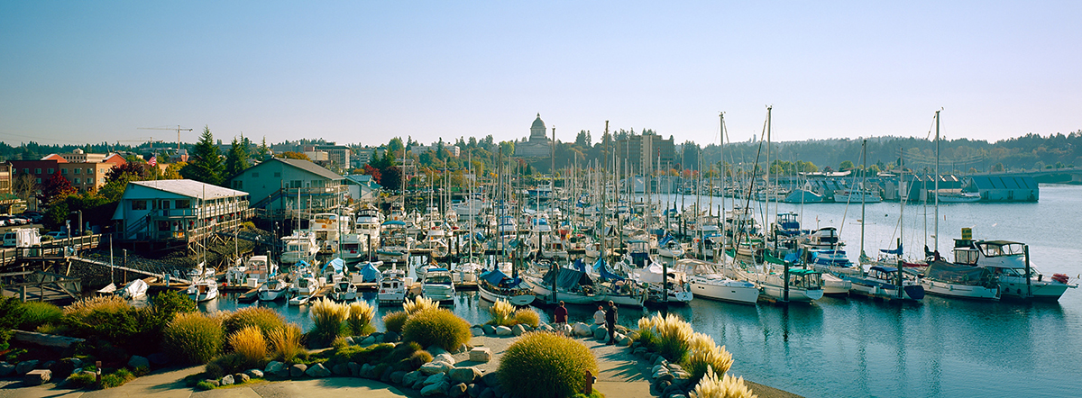 Water and downtown view of Olympia WA