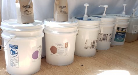 Laundry products displayed at The Burncoat Center for Arts and Wellness, a refillery in Worcester, MA