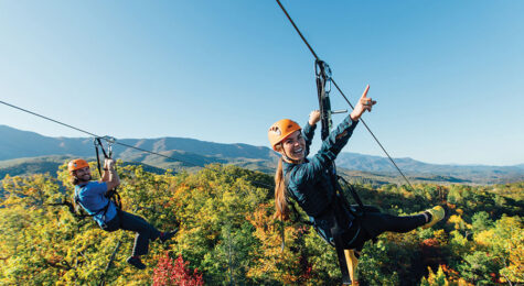 Ziplining in the Smoky Mountains of Gatlinburg is one of the many great outdoor activities in Tennessee.