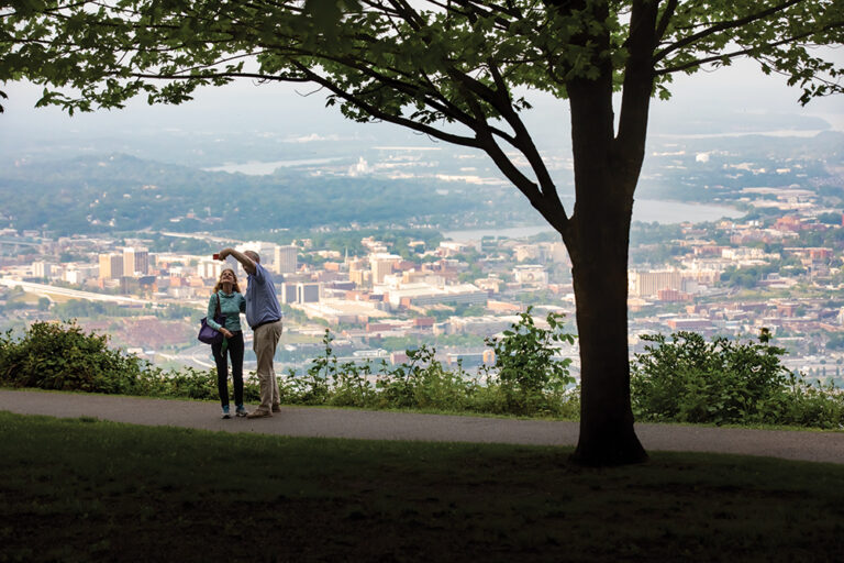 Visitors get an aerial view of downtown Chattanooga from Signal Point in Signal Mountain, Tennessee. ©Journal Communications/Jeff Adkins
