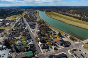 Aerial view of downtown Miamisburg, Ohio