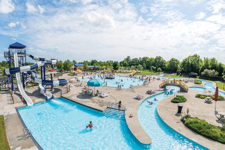 Aerial shot of the pool in Huber Heights, which is This suburb of Dayton was the largest-growing city in the region according to the 2020 census, increasing in population by 14% over the previous decade.