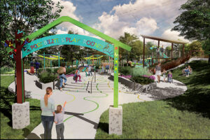 Castle Rock, CO: People gathered at the Butterfield Park Playground. Marne Hansen, info@crptfoundation.org